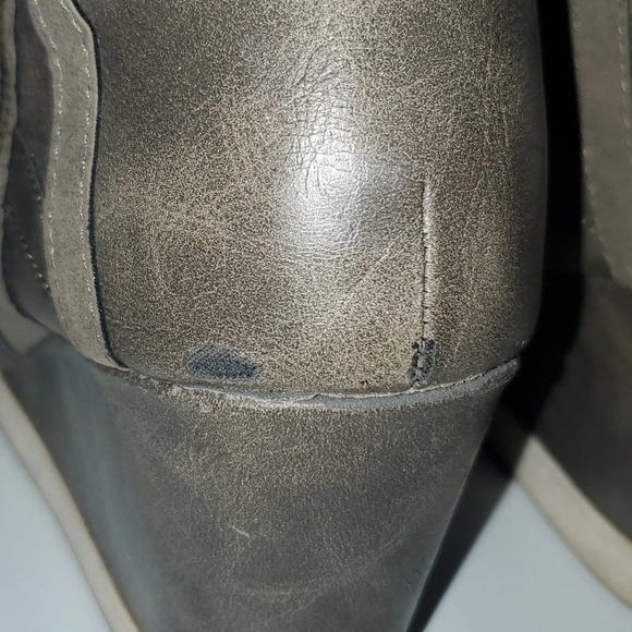 CANDIES Womens BOOTS Booties SIZE 9.5 M Brown Leather Suede Wedge Ankle - Picture 9 of 11